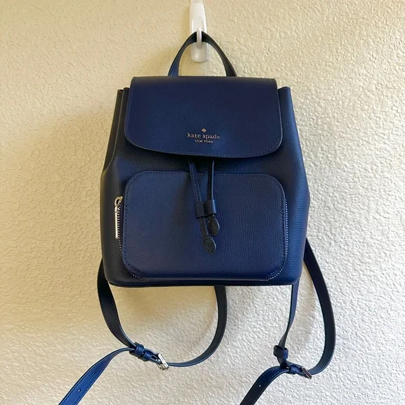 Kate Spade Kristi Medium Backpack Navy Blue Leather - Picture 3 of 6